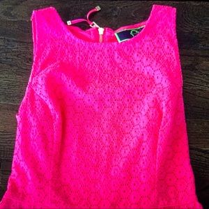 Beautiful Pink Eyelet Peplum Blouse